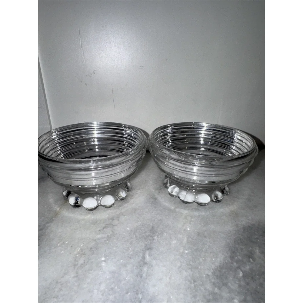 Set Of 2 Vintage Anchor‎ Hocking Manhattan Sherbet  Crystal